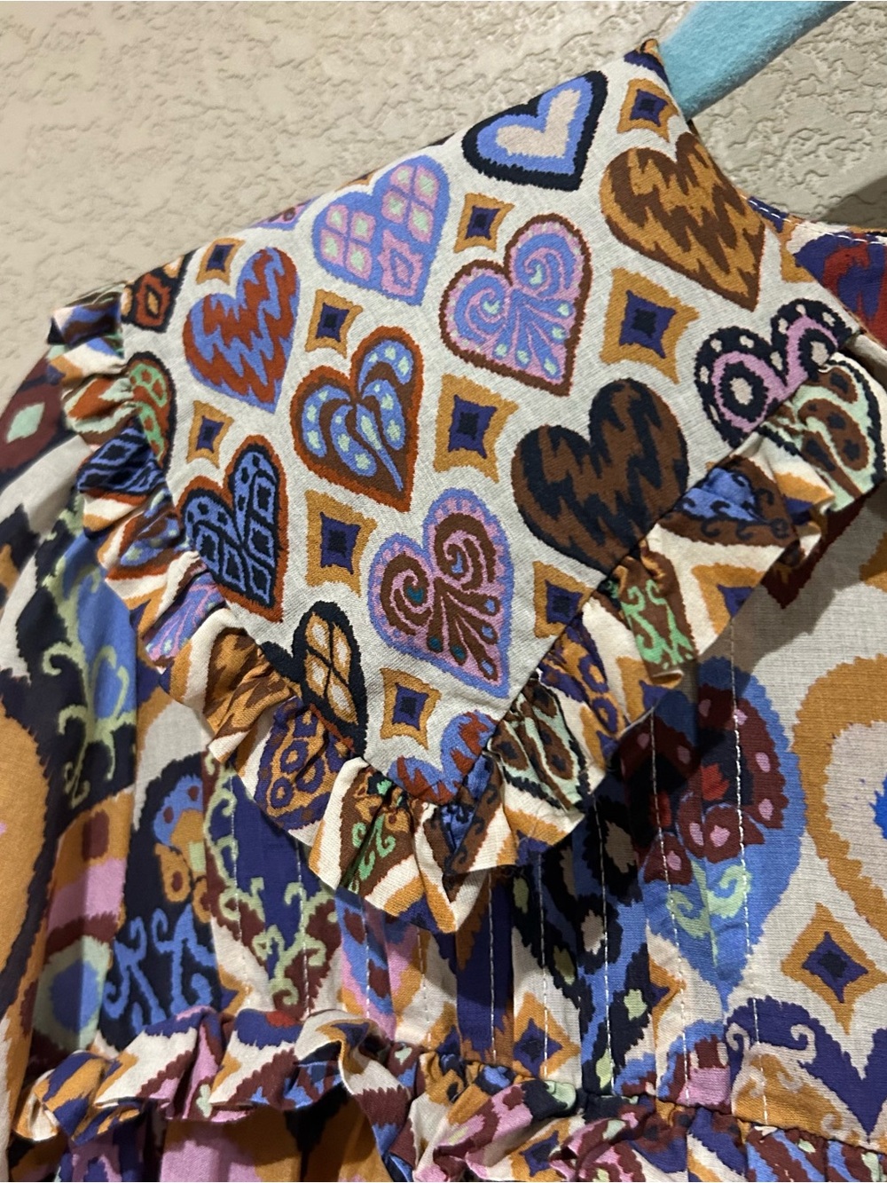 FARM RIO Hearts Ikat Cream Blouse, Women’s Small - Picture 3 of 10
